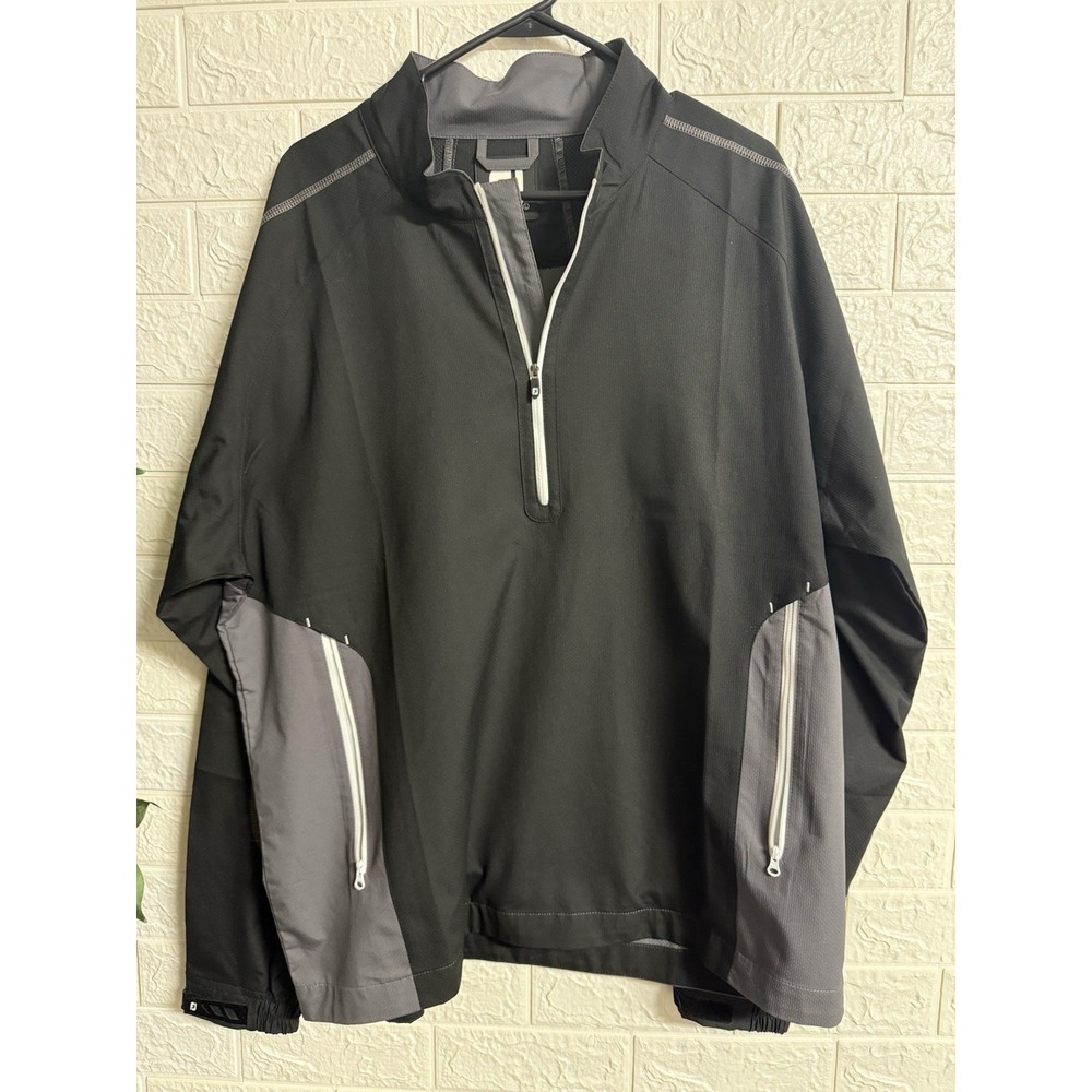 FootJoy 1/4 Zip Wind Rain Golf Jacket Mens Large Pullover Black,gray.